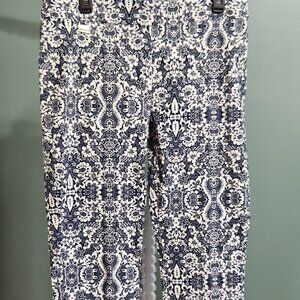 Emaline Navy Print Pull On Skinny Ankle Pant